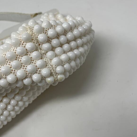 Vintage La Regale White Plastic Pearl Beaded Handbag Purse 60s Regency MCM - Picture 7 of 14